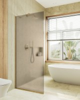 Душевая перегородка Maybahglass MGD-685-3у 119 см, профиль золото, стекло бронза матовое