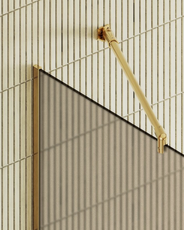 Душевая перегородка Maybahglass MGD-685-3у 119 см, профиль золото, стекло бронза матовое