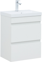 Тумба с раковиной Aquanet Нота new 50 подвесная, белая глнцевая