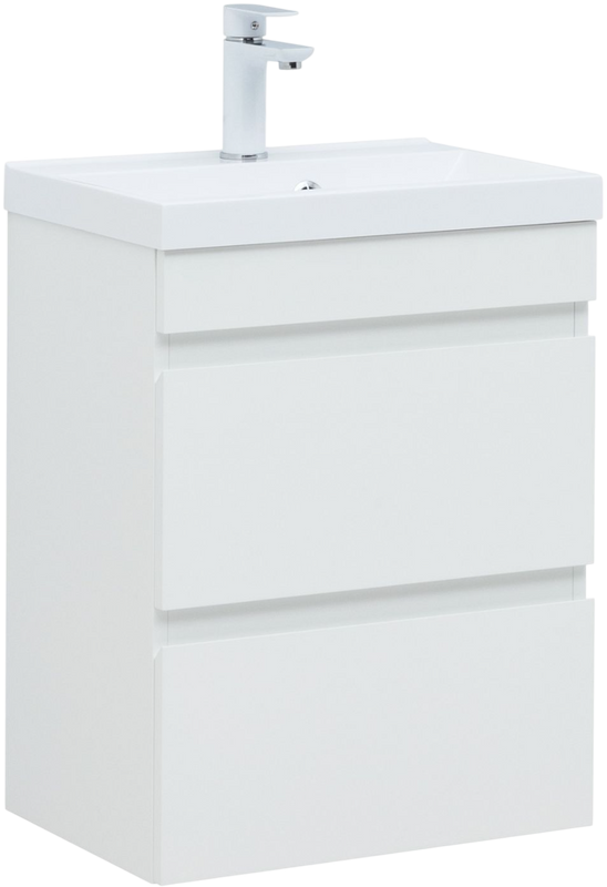 Тумба с раковиной Aquanet Нота new 50 подвесная, белая глнцевая