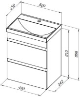 Тумба с раковиной Aquanet Нота new 50 подвесная, белая глнцевая