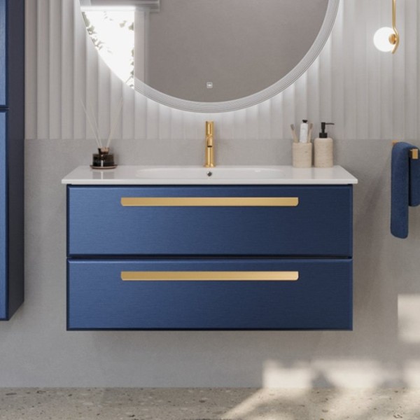 Тумба с раковиной Cezares Eco Cer 100 ручки сатиновое золото, sapfiro