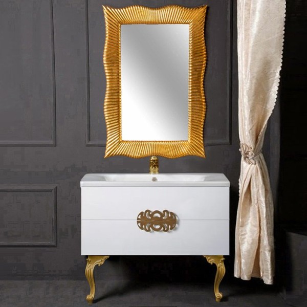 Мебель для ванной комнаты Armadi Art NeoArt 100 white с ручками Ajur золото, зеркало Soho, с ножками