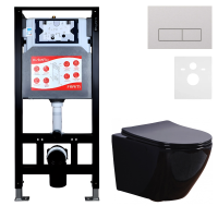 Комплект 3 в 1 Унитаз подвесной Esbano Azalea ESUPAZALB + Инсталляция Fram + Кнопка ESINMTP21ST цвет сатин