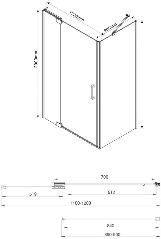 Душевой уголок Vincea Extra VSR-1E111290CL 120x90 см, профиль хром, стекло прозрачное