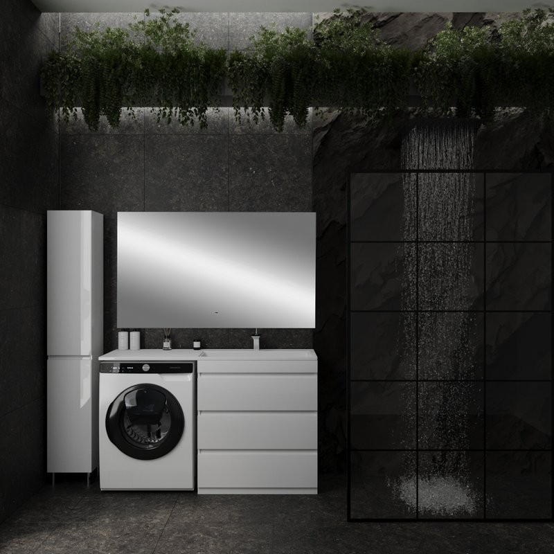 Мебель для ванной комнаты Style Line Даллас 140 R люкс, белая, зеркало DIWO Элиста