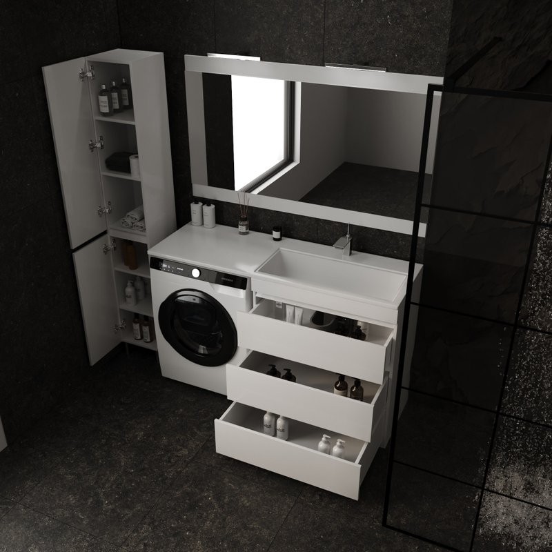 Мебель для ванной комнаты Style Line Даллас 140 R люкс, белая, зеркало DIWO Элиста