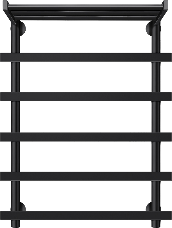 Полотенцесушитель электрический Secado Понтида 1 СП, R 80x60 см, подключение справа, матовый черный, лесенка, с полкой