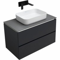 Мебель для ванной комнаты Allen Brau Infinity 85 подвесная, антрацит матовый, столешница графит