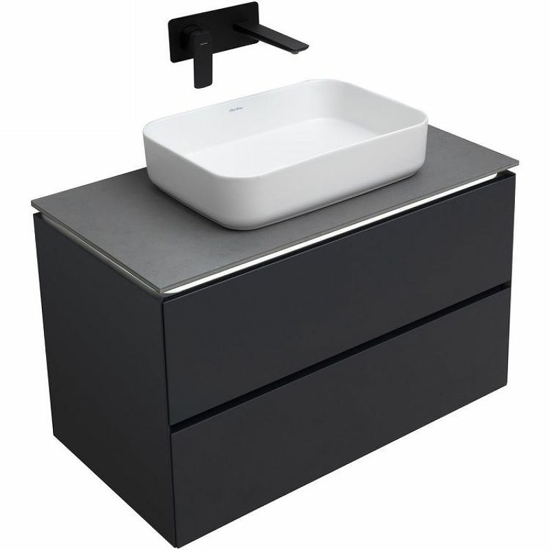 Мебель для ванной комнаты Allen Brau Infinity 85 подвесная, антрацит матовый, столешница графит