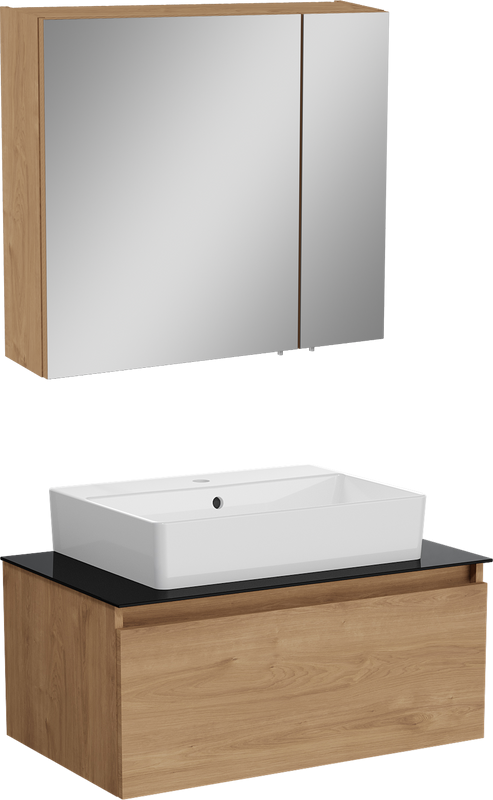 Мебель для ванной комнаты VitrA Nuo 80 подвесная, золотой дуб