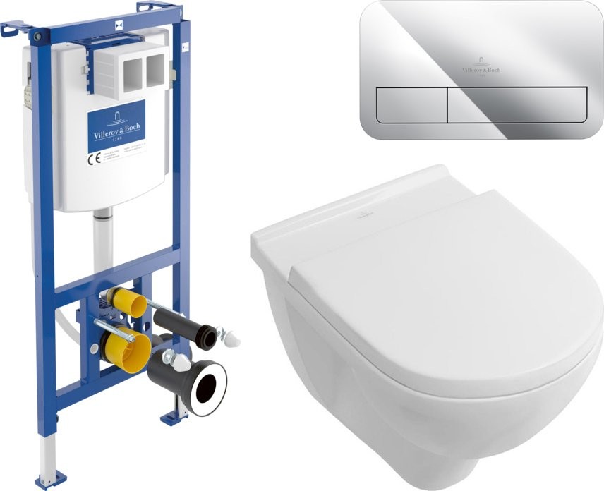 Комплект  Унитаз подвесной Villeroy & Boch O.Novo 5660HRR1 alpin, безободковый + Система инсталляции для унитазов Villeroy & Boch 92242700 + Кнопка см