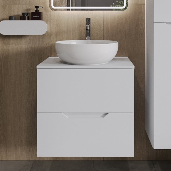 Тумба с раковиной Orange Line 60 подвесная, 2 ящика, матовая белая с раковиной B07-420W