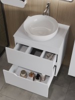 Тумба с раковиной Orange Line 60 подвесная, 2 ящика, матовая белая с раковиной B07-420W