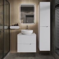 Тумба с раковиной Orange Line 60 подвесная, 2 ящика, матовая белая с раковиной B07-420W