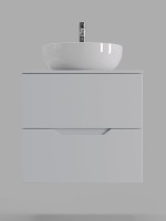 Тумба с раковиной Orange Line 60 подвесная, 2 ящика, матовая белая с раковиной B07-420W