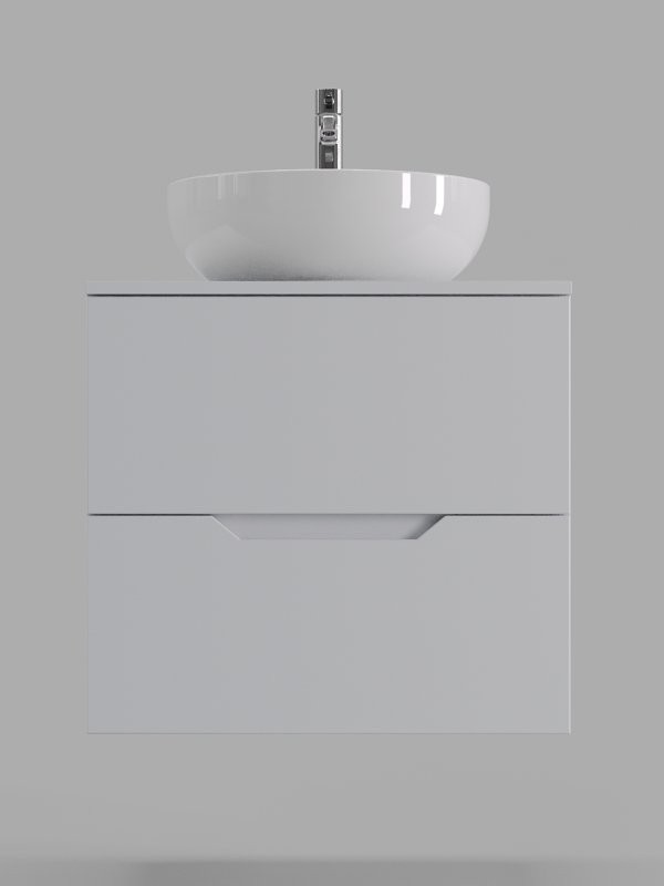 Тумба с раковиной Orange Line 60 подвесная, 2 ящика, матовая белая с раковиной B07-420W