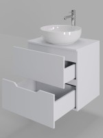 Тумба с раковиной Orange Line 60 подвесная, 2 ящика, матовая белая с раковиной B07-420W