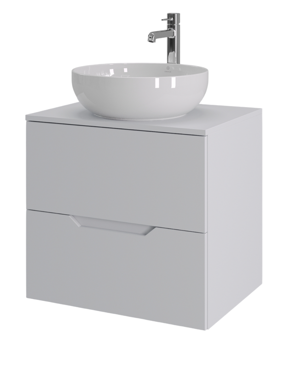 Тумба с раковиной Orange Line 60 подвесная, 2 ящика, матовая белая с раковиной B07-420W