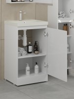 Тумба с раковиной Style Line Батлер Люкс Plus 50 напольная, белый глянец, раковина жасмин