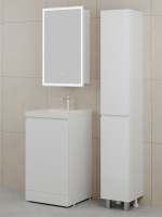 Тумба с раковиной Style Line Батлер Люкс Plus 50 напольная, белый глянец, раковина жасмин