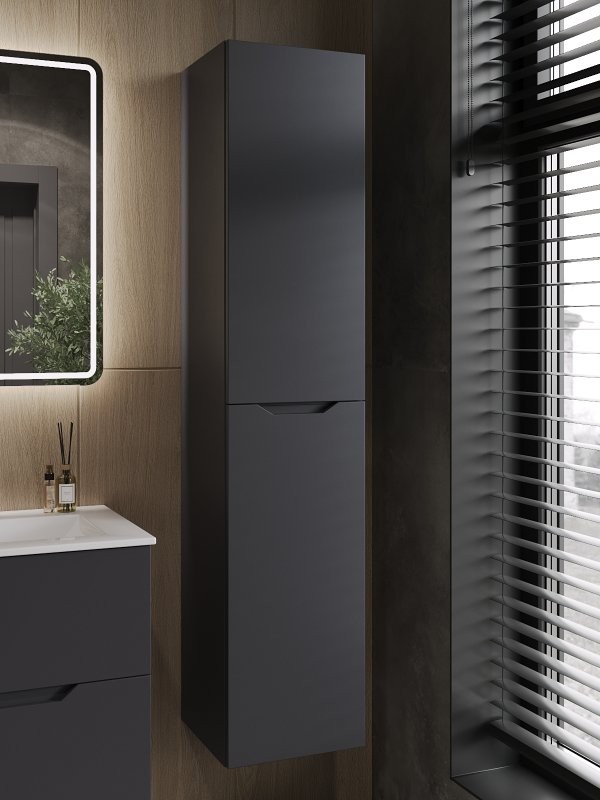 Шкаф пенал для ванной Orange Line 35 правый, матовый графит