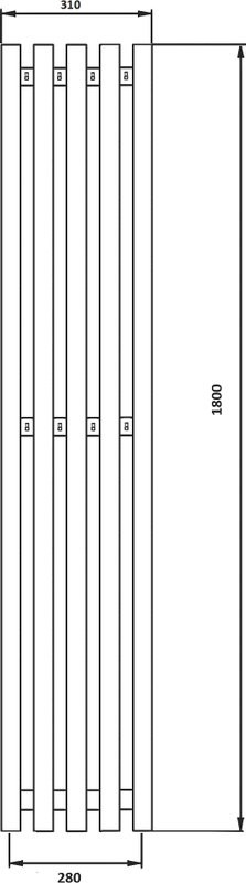 Полотенцесушитель водяной Secado Бергамо 5К 1800х280 180x30 см, хром, I-образный