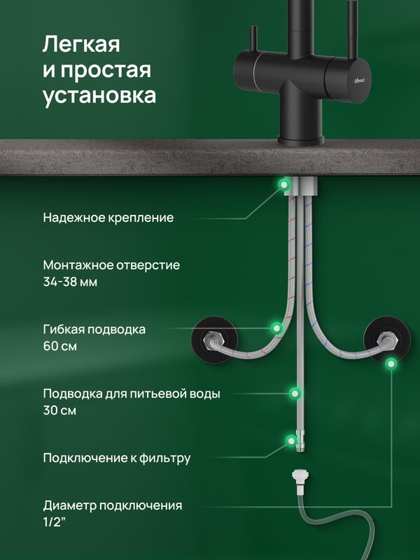 Смеситель для кухни Domaci Ливорно D8651BK черный