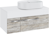 Тумба с раковиной Runo Вудлайн 85 подвесная, скандинавский дуб, раковина Nuovo 50