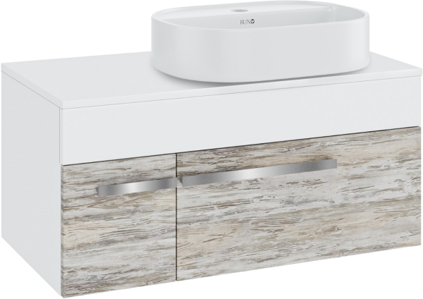 Тумба с раковиной Runo Вудлайн 85 подвесная, скандинавский дуб, раковина Nuovo 50