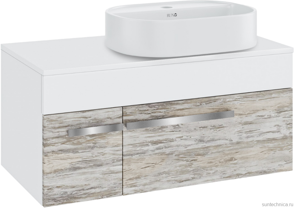 Тумба с раковиной Runo Вудлайн 85 подвесная, скандинавский дуб, раковина Nuovo 50