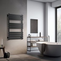 Полотенцесушитель электрический Secado Мормано 80х50 85x55 см, подключение справа, черный матовый, лесенка