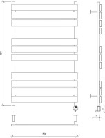 Полотенцесушитель электрический Secado Мормано 80х50 85x55 см, подключение справа, черный матовый, лесенка