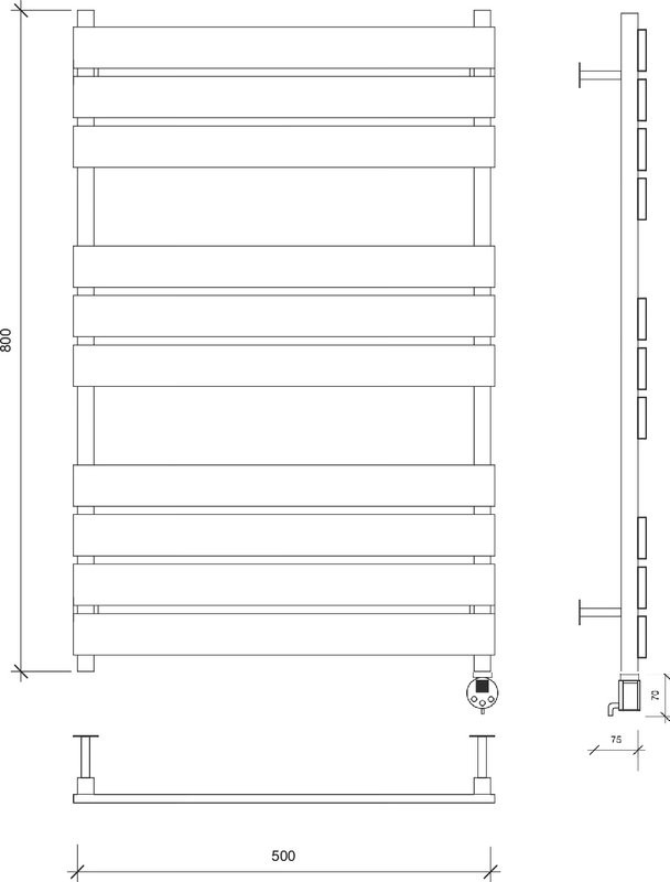Полотенцесушитель электрический Secado Мормано 80х50 85x55 см, подключение справа, черный матовый, лесенка