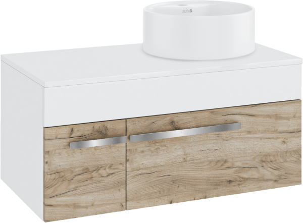 Тумба с раковиной Runo Вудлайн 85 подвесная, крафтовый дуб, раковина Sole 40