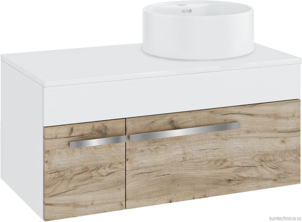Тумба с раковиной Runo Вудлайн 85 подвесная, крафтовый дуб, раковина Sole 40