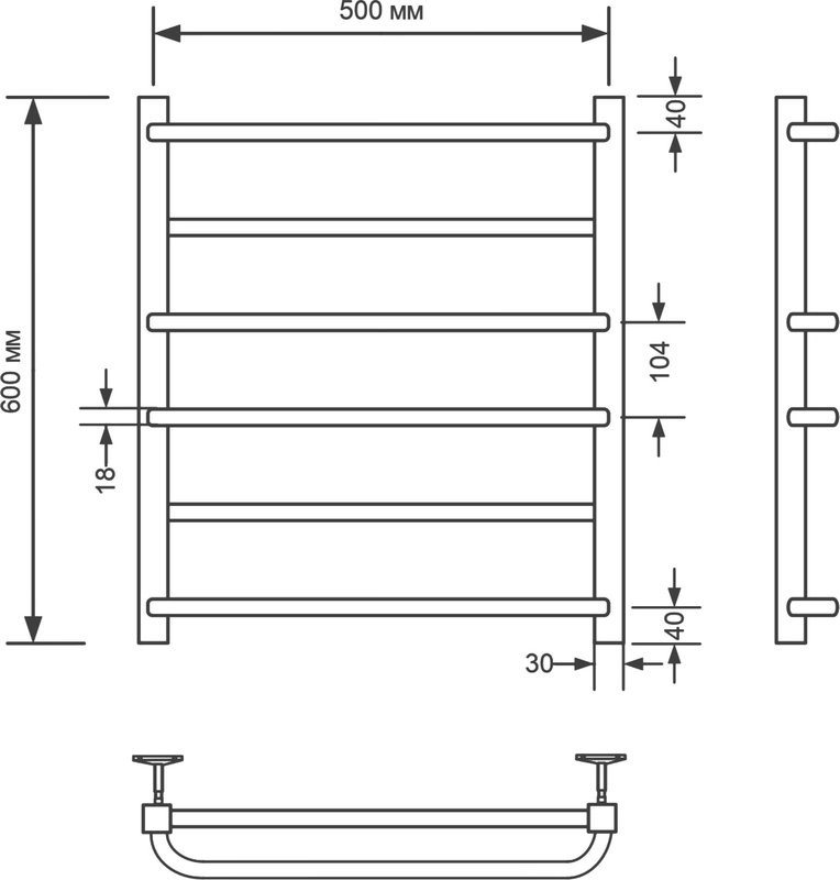 Полотенцесушитель водяной Comfysan Puro-K W-6 60х50 60x55 см, черный матовый, лесенка