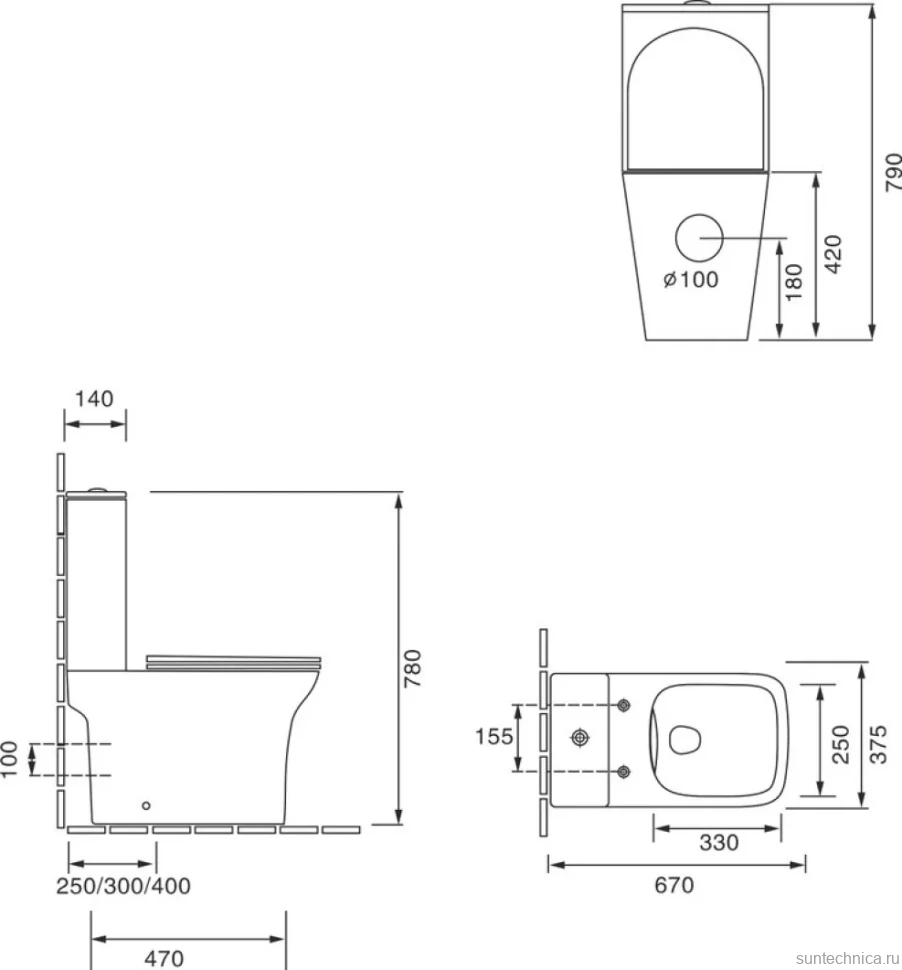 Унитаз-компакт напольный SantiLine SL-5023 с микролифтом
