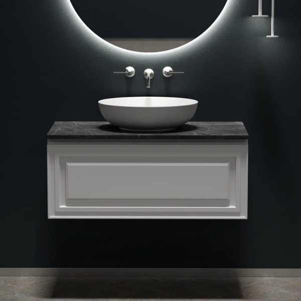 Тумба с раковиной Sancos Very 100 см, bianco, столешница черный мрамор, раковина CN6017MW