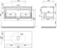 Тумба с раковиной Sancos Very 100 см, bianco, столешница черный мрамор, раковина CN6017MW