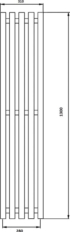 Полотенцесушитель водяной Secado Бергамо 5 1300х280 130x30 см, графит, I-образный