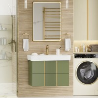 Мебель для ванной комнаты Brevita Vega 80 подвесная, зеленая, золото