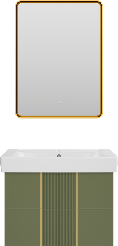 Мебель для ванной комнаты Brevita Vega 80 подвесная, зеленая, золото