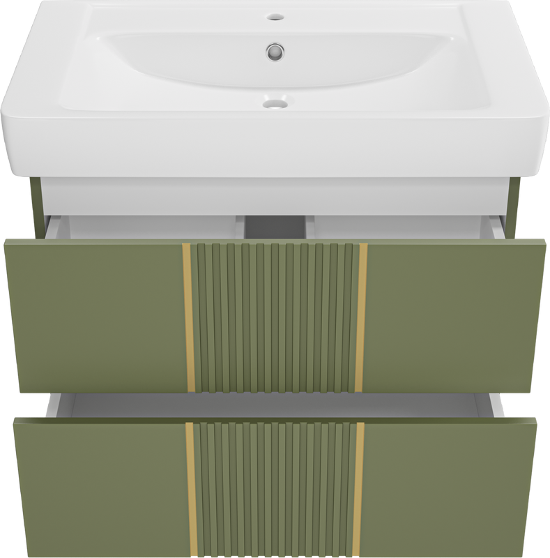 Мебель для ванной комнаты Brevita Vega 80 подвесная, зеленая, золото