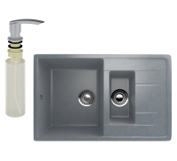 Мойка кухонная Ulgran U-205 342 графитовая + дозатор U-02 графит