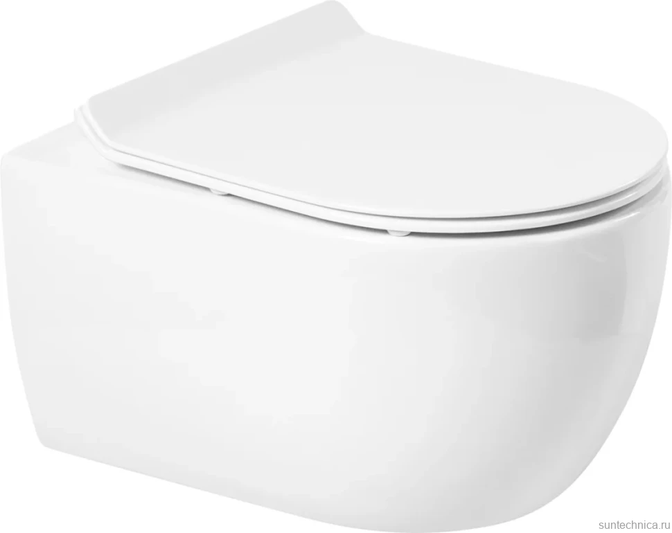 Унитаз подвесной Art&Max Bologna AM211CHR/AM211SC безободковый, с микролифтом, белый