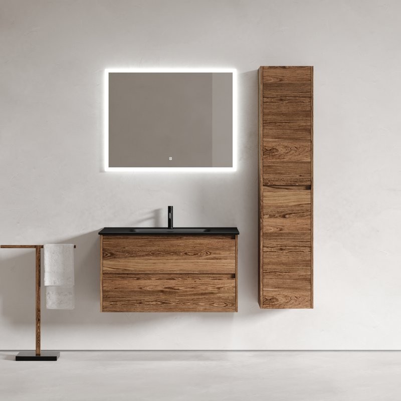 Мебель для ванной комнаты Sancos Libra 90 см дуб чарльстон, черная раковина