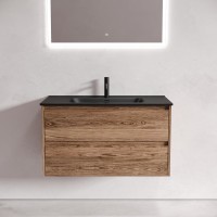 Мебель для ванной комнаты Sancos Libra 90 см дуб чарльстон, черная раковина