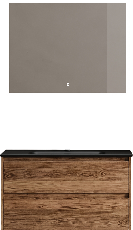 Мебель для ванной комнаты Sancos Libra 90 см дуб чарльстон, черная раковина