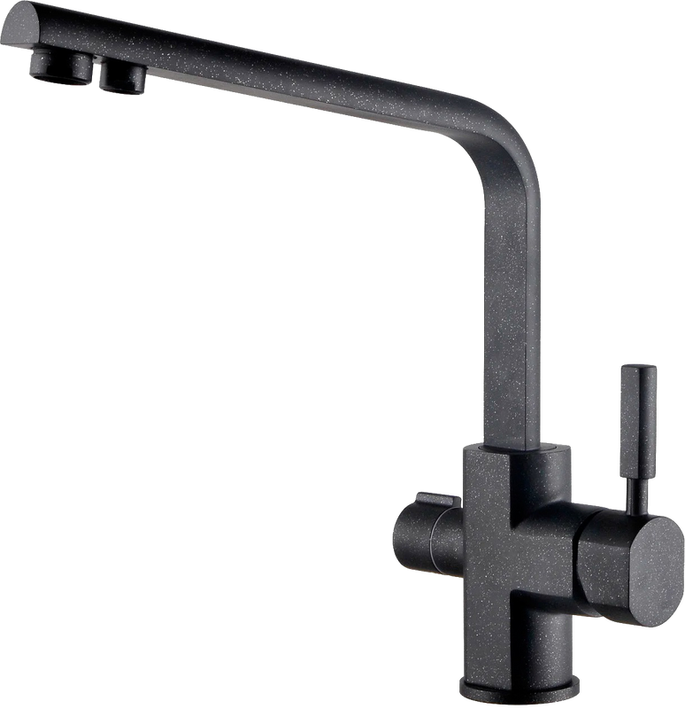Комплект Мойка Paulmark Kante 60 PM106052-BL черный + Смеситель Kaiser Decor 40144-2 черный мрамор